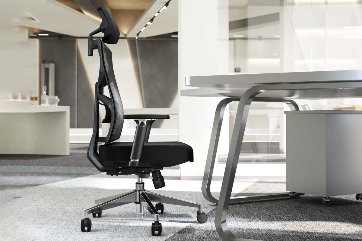 Chaise De Bureau HOLLUDLE - Dossier Et Accoudoirs Pliables - Siège Large 52cm - Soutien Lombaire Maille - Noir