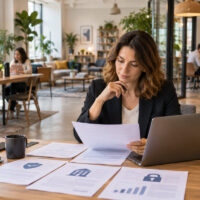 Femme qui choisit son contrat