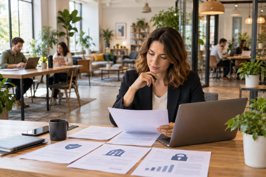 Femme qui choisit son contrat